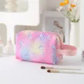 Portable waterproof square makeup bag with pink and purple gradient jellyfish pattern - With Handle / Pink Yellow Jellyfish