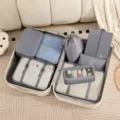 Set de cubos de embalaje de viaje para maleta, bolsas organizadoras impermeables para ropa. - Juego de 8 Piezas de Bolsa de Maquillaje / Gris