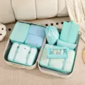 Set de cubos de embalaje de viaje 8 pz bolsas organizadoras para maleta ropa verde menta - Juego de 8 Piezas de Bolsa de Maquillaje / Azul Brillante