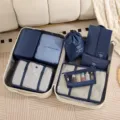 Set de 8-9 organizadores de viaje para maleta cubos de embalaje ropa zapatos azul. - Juego de 8 Piezas de Bolsa de Maquillaje / Azul Marino