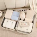 Set de cubos de embalaje de viaje organizador de maleta para ropa zapatos y accesorios de viaje - Juego de 8 Piezas de Bolsa de Maquillaje / Beige
