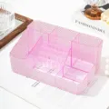Close-up detail of a pink rhinestone nail art organizer box with multiple compartments - Multifunctional Box / Pearl + Pink Rhinestone