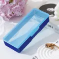 Detailed close-up showing the sparkling blue rhinestone finish of this nail art storage box - Full Diamond Style / Sapphire Blue