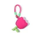 Custodia porta auricolari in morbido tessuto a forma di tulipano con cinturino rosa e foglie. - Con Cinturino da Polso / Rosso rosa