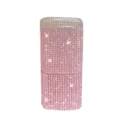 Close-up of a portable storage box covered in glittering pink rhinestones - Pink