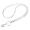 Sparkly silver rhinestone mesh lanyard neck strap with keychain and lobster clasp - 49cm / White