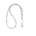 Detailed view of a sparkling colorful rhinestone neck lanyard with metal clasp - 49cm / White Multicolor