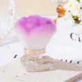 Elegant pink makeup brush with heart-shaped rhinestone base for nail dust and blush. - AB White