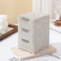 Luxury three-tier desktop storage drawer fully covered in sparkling iridescent rhinestones - 1 Piece / AB White