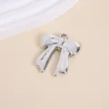 Silver metallic bow charm pendant with hanging loop for DIY jewelry making - Bowknot Style (1#) / 3.2x3.8cm