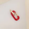 Modern red enamel safety pin earring featuring gold-tone hardware and paved micro-crystals - Red