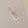 Modern white carabiner-style earring with gold plating and paved sparkling crystals - White