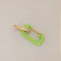 Fluorescent green safety pin stud earring with gold-plated cubic zirconia inlay - Fluorescent Green