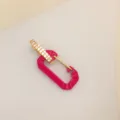 Fashionable neon pink safety pin earring with gold-plated micro-pave crystals for women - Rose Red