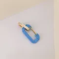 Fashionable light blue enamel carabiner stud earring with gold-tone pavé stone bar - Sky Blue