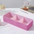 Organizzatore per trucco di lusso in strass rosa con tre scomparti per vanità - 28.6x11.4cm / Rosa