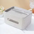 Detailed macro view of the sparkling rhinestone surface on a luxury grey tissue box holder - AB White