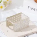 Detail of 18-hole acrylic nail drill bit storage box with shiny rhinestone decor - White AB