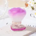 Eleganter herzförmiger Make-up-Pinsel mit lila Borsten und luxuriöser Strass-Basis für Kosmetik - Fuchsia