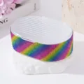 Detailed view showing the vibrant rainbow rhinestone texture of this elegant soap box. - Colorful