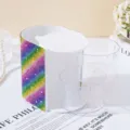 Detailed view of luxury rainbow rhinestone storage box with rotating compartments - Colorful