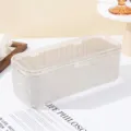 Elegant luxury diamond-encrusted makeup brush storage box featuring a clear dustproof lid - Flip Rectangular Storage Box / White