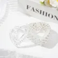 Close-up of heart-shaped crystal glass nail art jar with pearls and rhinestones - Heart-Shaped With Lid White Artificial Pearl Style / White