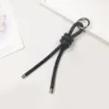Eleganter schwarzer Strass-Seil-Schlüsselanhänger und Taschenanhänger mit Silberring - Schwarz