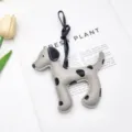 Charm per borsa in pelle grigia a forma di dalmata con macchie nere e cinturino nero - Grigio