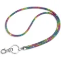 Detailansicht eines funkelnden Regenbogen-Strass-Schlüsselbands mit silbernem Metallclip - Regenbogen Farbverlauf Strass Stil(6)