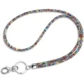 Detailed macro view of colorful shimmering rhinestone lanyard with silver swivel clasp - Multicolor Rhinestone Style(3)