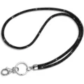 High-quality close-up of sparkling black full rhinestone lanyard with silver clasp - Black Rhinestone Style (2)