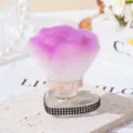 Elegant purple flower-shaped makeup brush with a luxury rhinestone heart-shaped base - Black