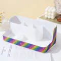 Große Aufbewahrungsbox für Nagelwerkzeuge mit Regenbogen-Strasssteinen und Fächern - bunt