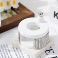 Professional nail art magnetic tool for cat eye effect featuring elegant rhinestone design - White AB