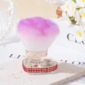Elegant heart-shaped base makeup brush with purple bristles and red rhinestone trim - Red