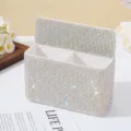 Luxurious iridescent rhinestone magnetic pen holder and desktop storage organizer box - AB White