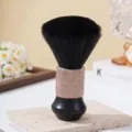 Professional barber neck duster brush featuring a soft hair head and rhinestone handle - Champagne Gold