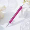 Dual-ended nail art dotting pen with pink rhinestone handle for rhinestone picking - Diamond Pen Set / Rose Red