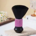 Professional barber neck duster brush featuring a sparkling pink rhinestone handle. - Pink