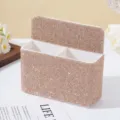 Magnetic rhinestone pen holder desktop organizer with dual compartments in rose gold finish - Champagne Gold