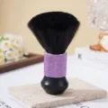 Barber neck duster brush with purple rhinestones and soft black wool bristles - Light Purple
