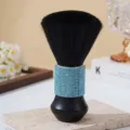 Professional neck duster brush with blue rhinestone handle for salon hair cutting - Lake Blue