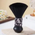 Professional barber neck duster brush with luxurious rhinestone handle and soft black bristles. - Cow Print