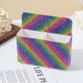 Magnetic rainbow rhinestone pen holder and desk organizer for office and school wall mount - Colorful
