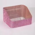 Detailed view of pink rhinestone makeup brush organizer with three clear compartments - Large 4-Grid (1PC) / Pink