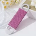 Portable pink rhinestone-encrusted stainless steel flat beer bottle opener for kitchen bar - Pink