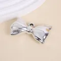 Shiny silver bow-shaped DIY pendant accessory with metallic UV plated finish for jewelry - Elongated Bow Style (3#) / 5.5x3.2cm