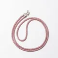 Elegant pink rhinestone long phone lanyard with silver metal lobster clasps and clear patch - Folded 60cm / Pink
