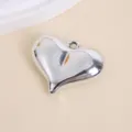 Minimalist glossy silver UV-plated heart-shaped pendant DIY accessory for jewelry making. - 3D Peach Heart Style (4#) / 4.5x3.5cm